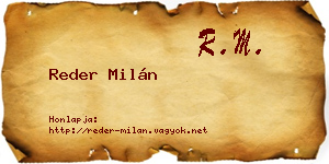 Reder Milán névjegykártya
